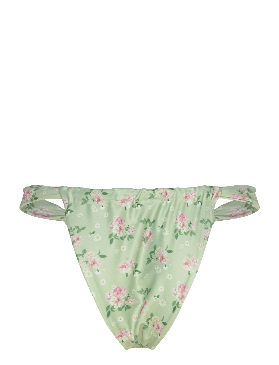 Gina Tricot - Gathered bikini tanga - bikini-slips - green flower (6541) - 1