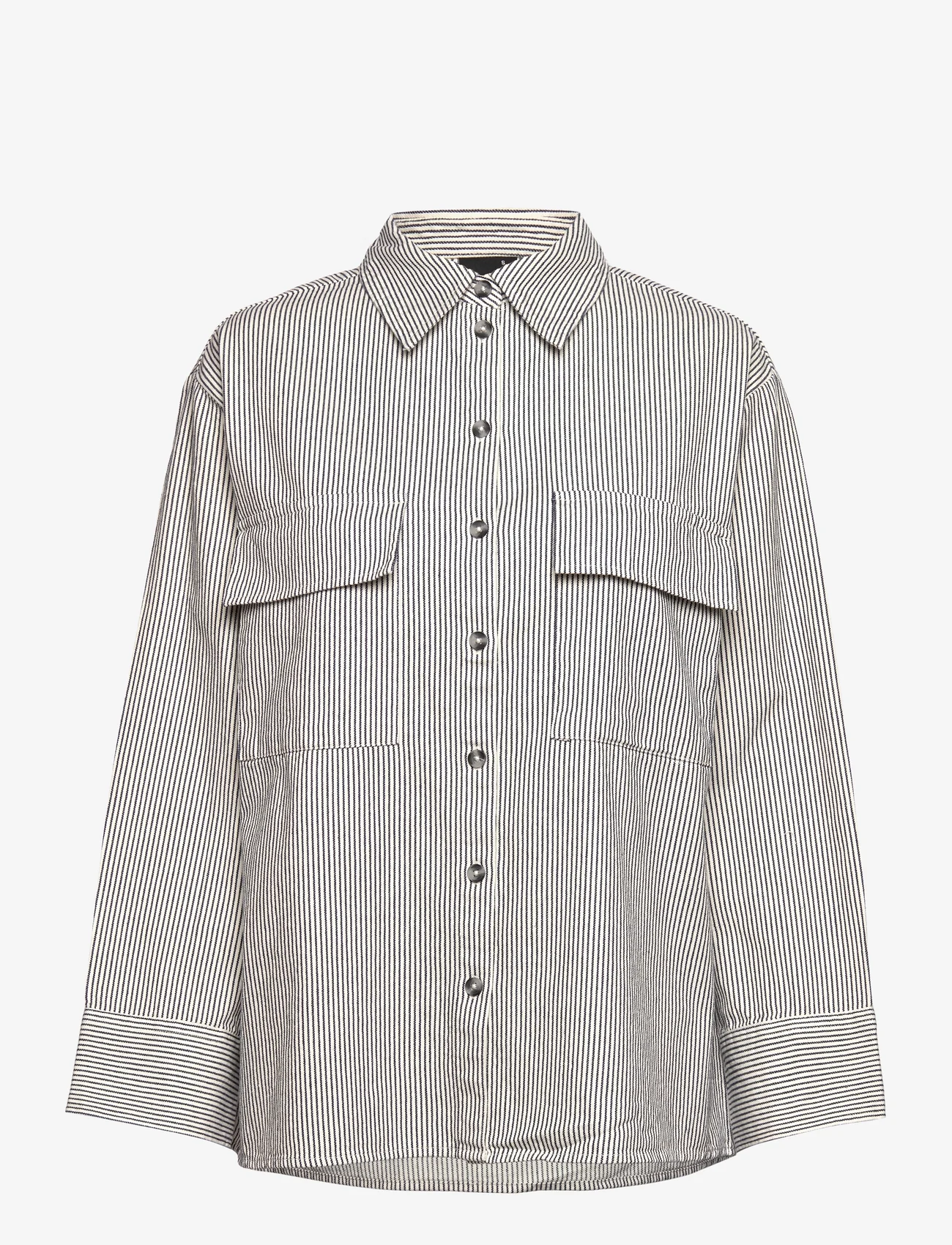 Gina Tricot - Oversized striped shirt - langærmede skjorter - white/stripe (1038) - 0