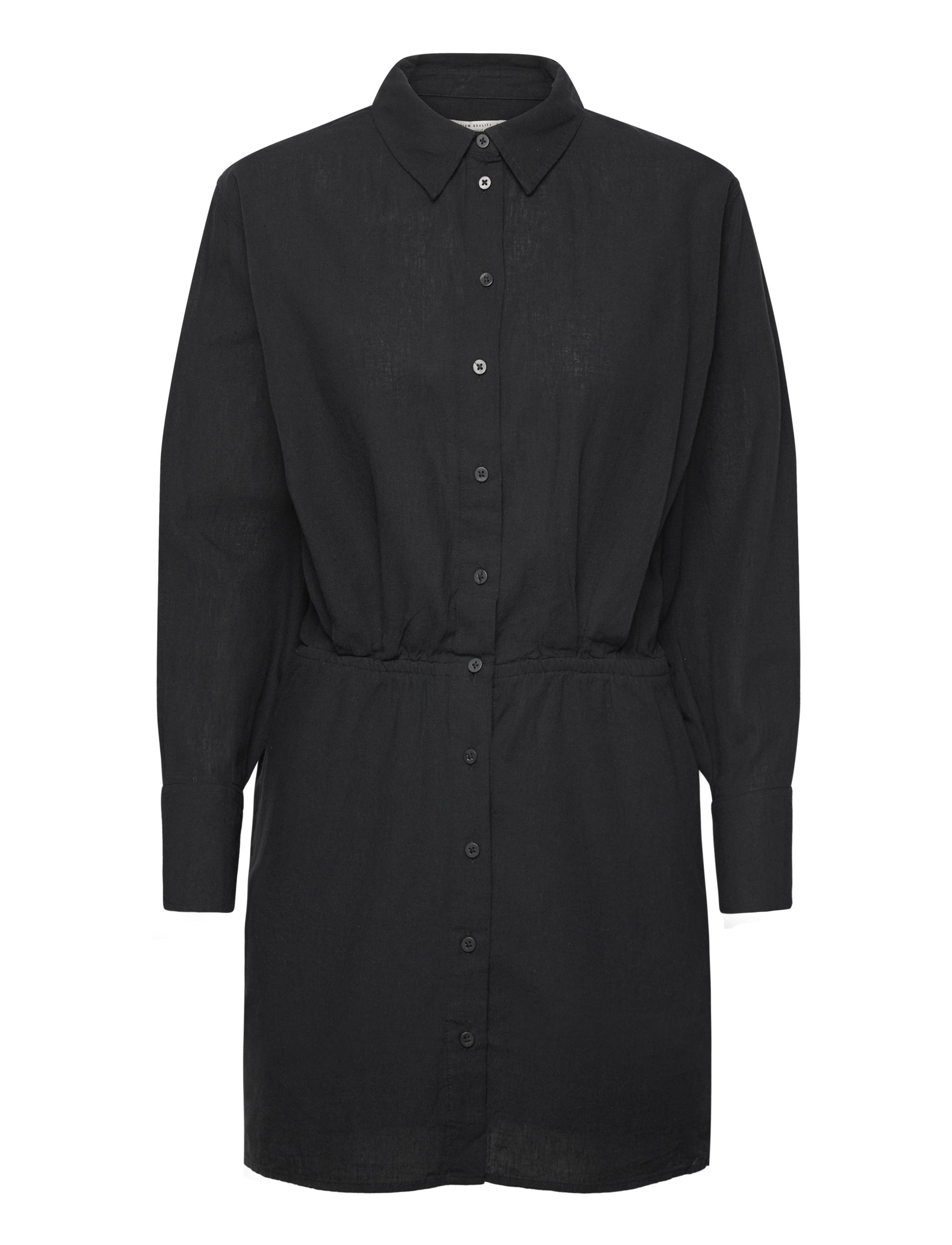 Gina Tricot Linen Blend Shirt Dress, Kvinder, Skjortekjole, Sort, Str: S