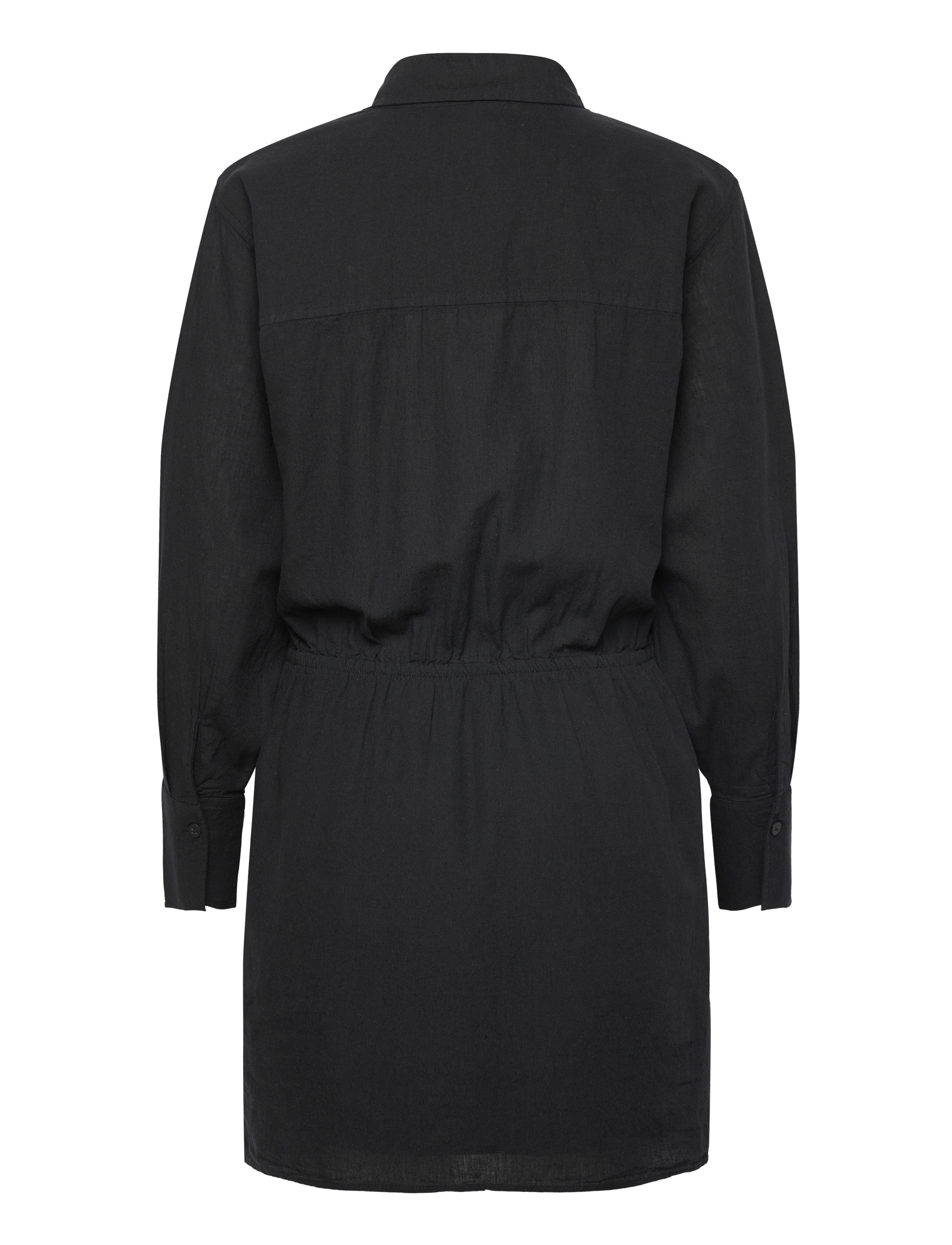 Gina Tricot - Linen blend shirt dress - skjortekjoler - black (9000) - 1