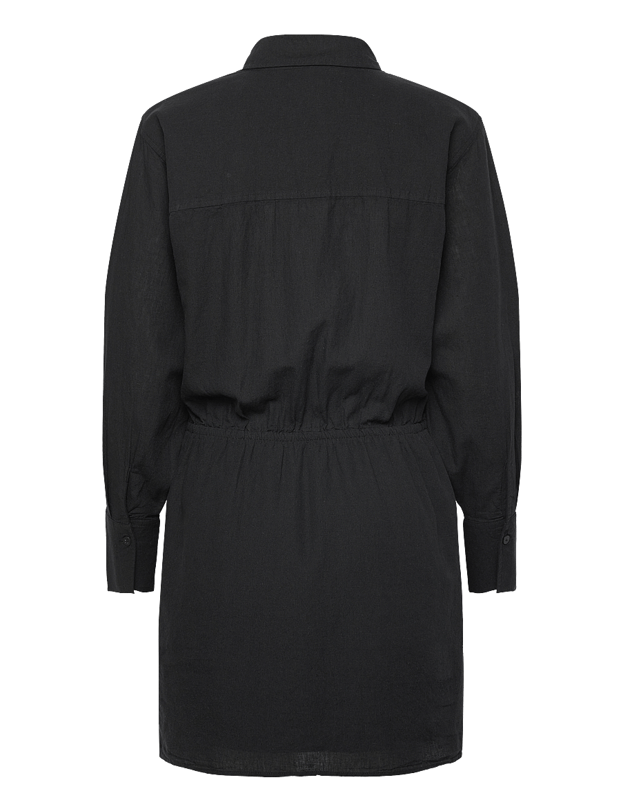 Gina Tricot - Linen blend shirt dress - skjortekjoler - black (9000) - 1