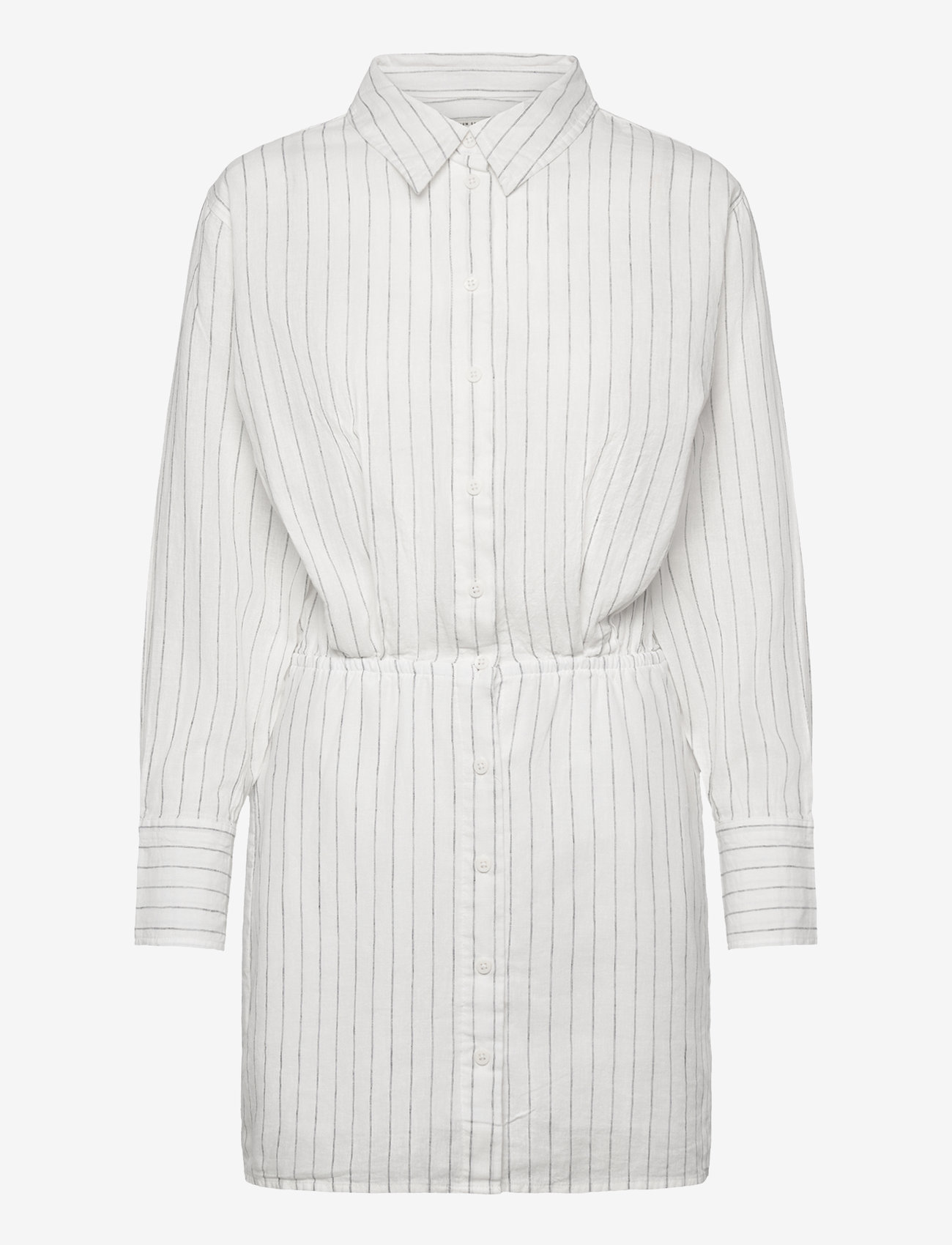 Gina Tricot - Linen blend shirt dress - skjortklänningar - black stripe (9782) - 0