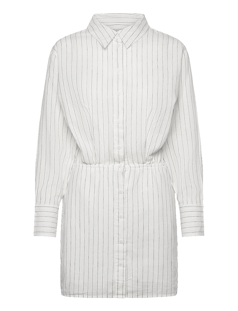 Gina Tricot - Linen blend shirt dress - skjortklänningar - black stripe (9782) - 0