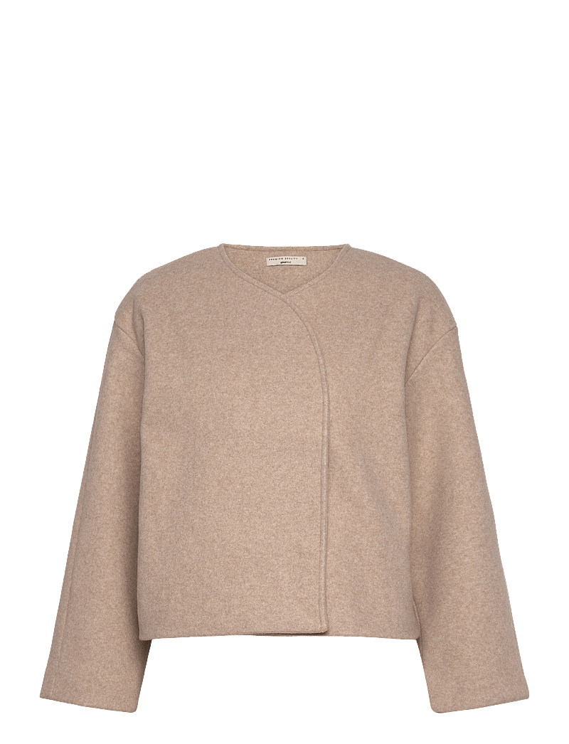 Gina Tricot - Round neck short jacket - vinterjackor - beige melange (1186) - 0