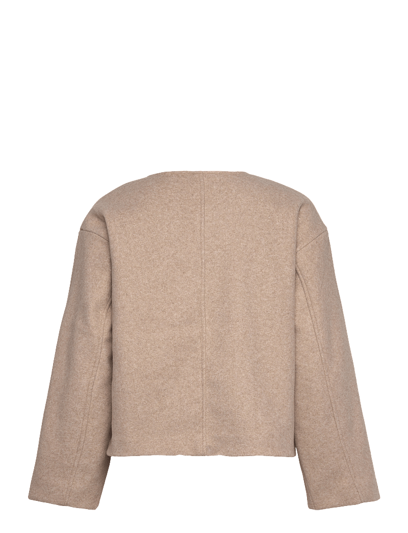 Gina Tricot - Round neck short jacket - vinterjackor - beige melange (1186) - 1