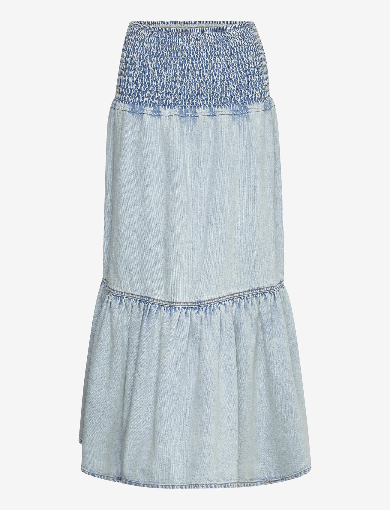 Gina Tricot - Smock flounce denim skirt - jeanskjolar - washed blue (4169) - 0
