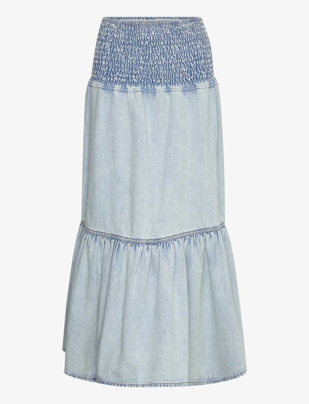 Gina Tricot - Smock flounce denim skirt - spódnice dżinsowe - washed blue (4169) - 0