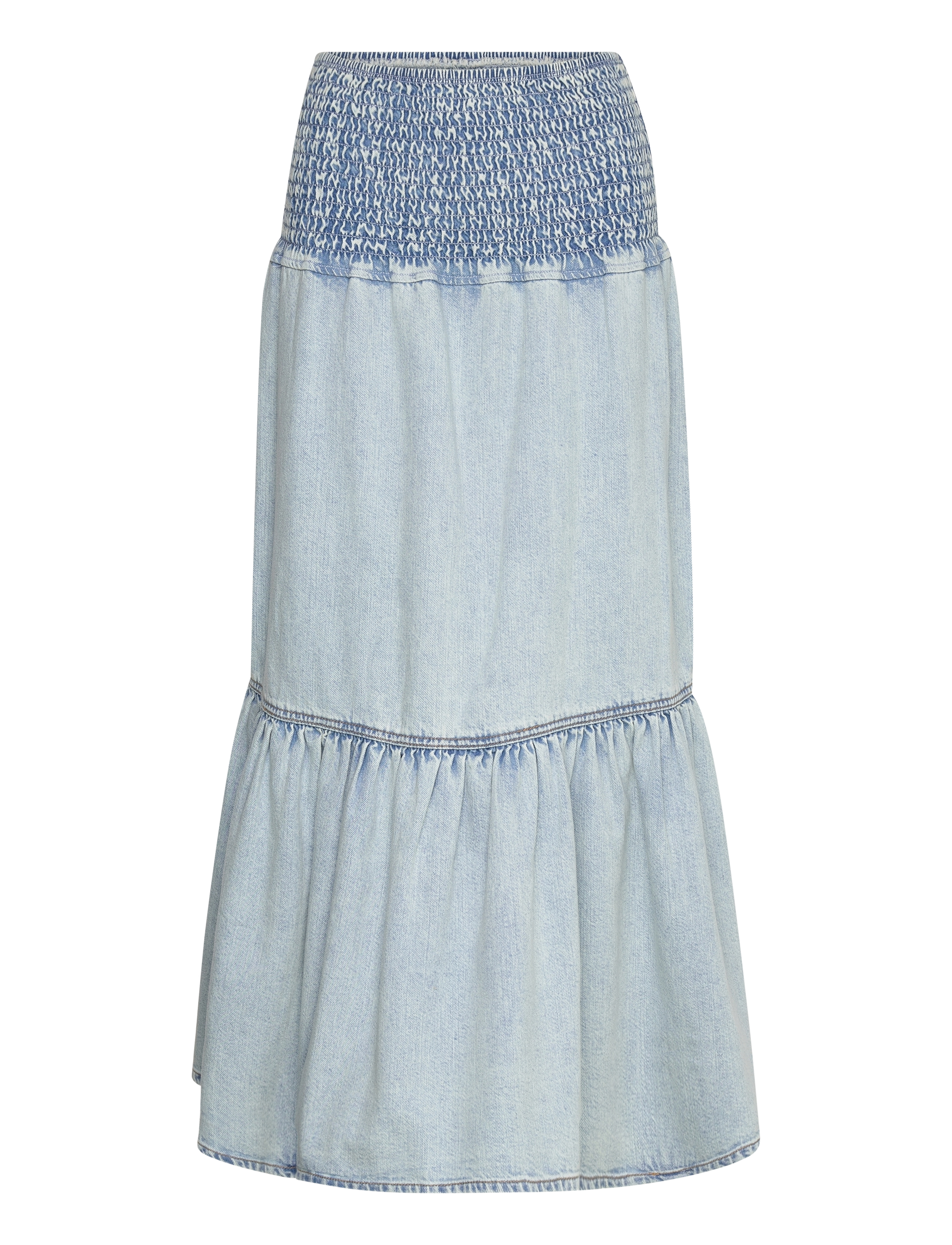 Gina Tricot Smock flounce denim skirt - Maxi nederdele - WASHED BLUE (4169) / blue
