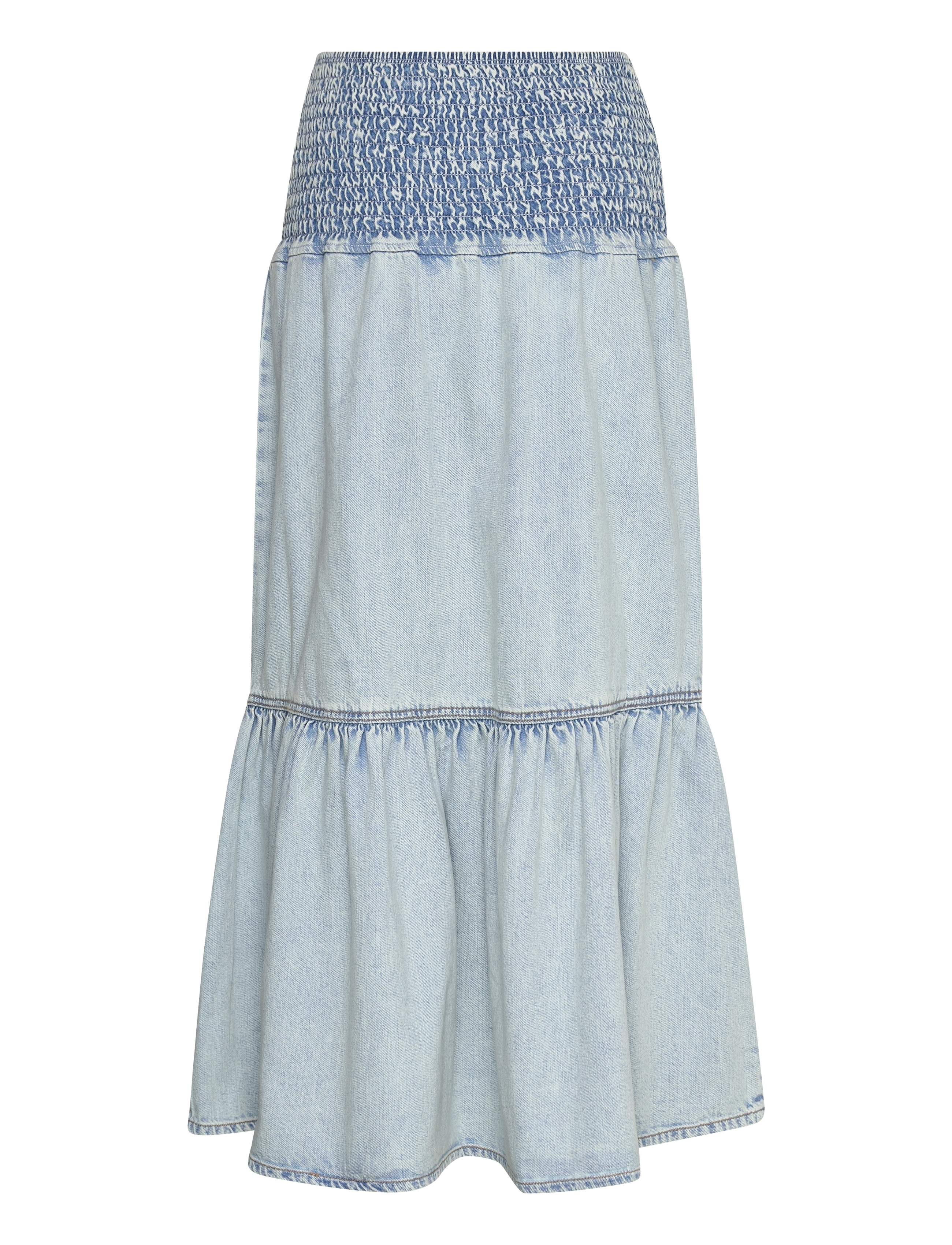 Gina Tricot - Smock flounce denim skirt - washed blue (4169) - 1