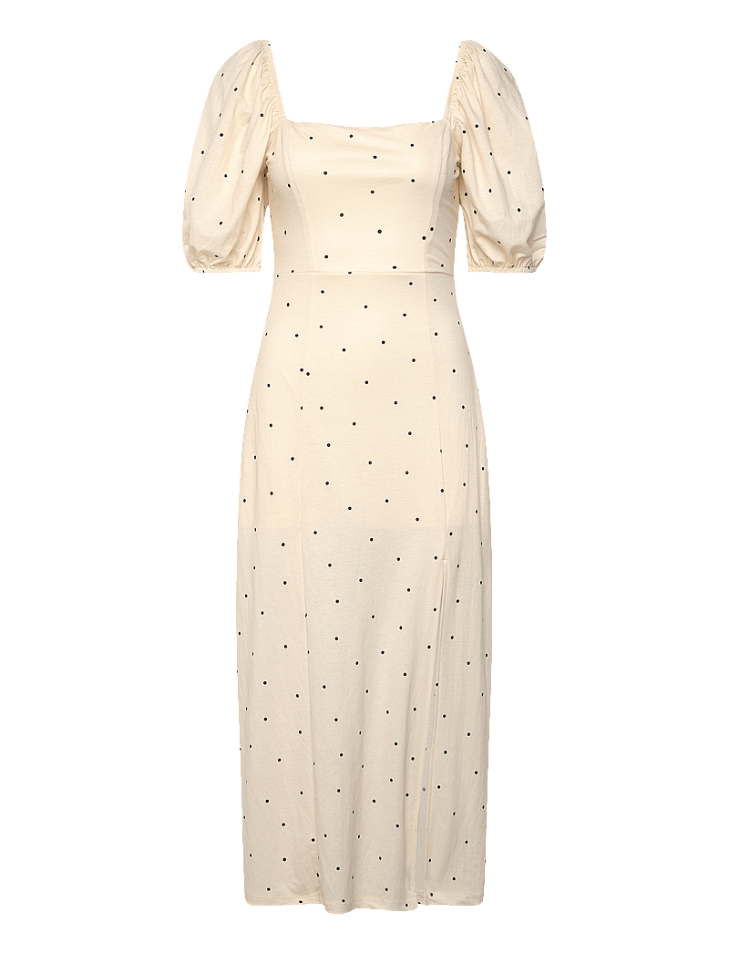 Gina Tricot - Puff sleeve midi dress - konfirmatsioon - cream dot aop (1312) - 0