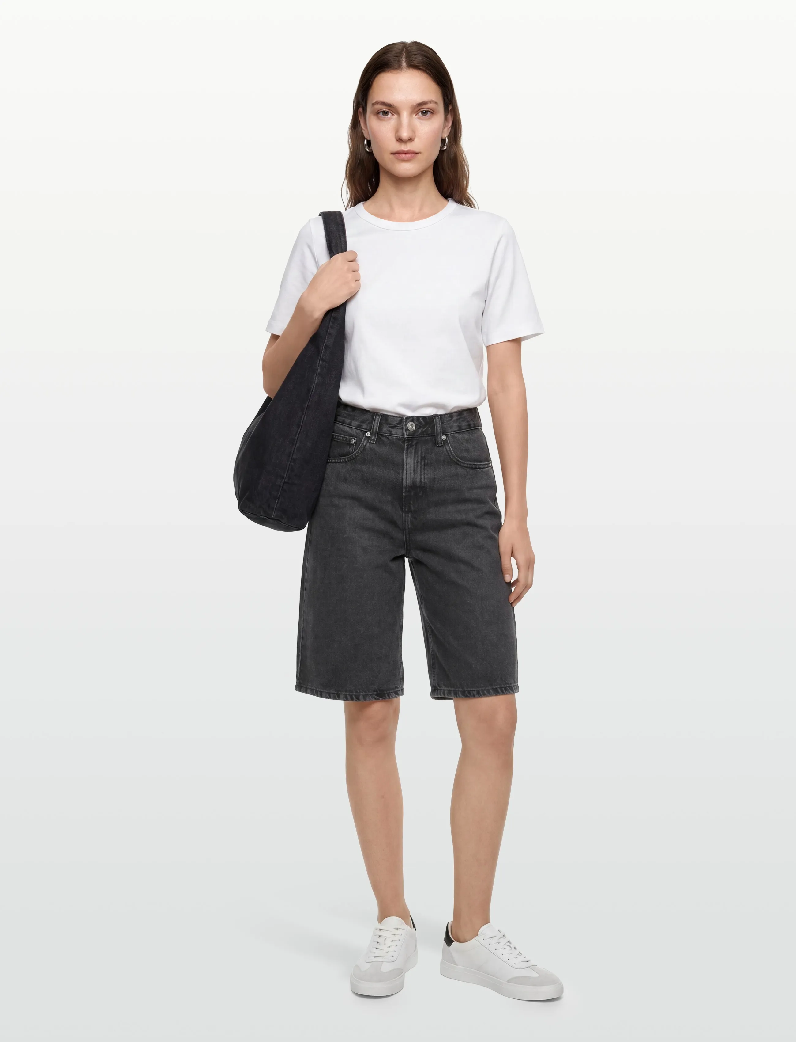 Gina Tricot Baggy Denim Shorts, 36, Schwarz - Bermudas, Frauen