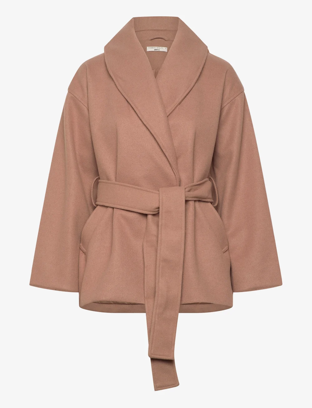 Gina Tricot - Shawl collar short coat - uldjakker - camel (7022) - 0