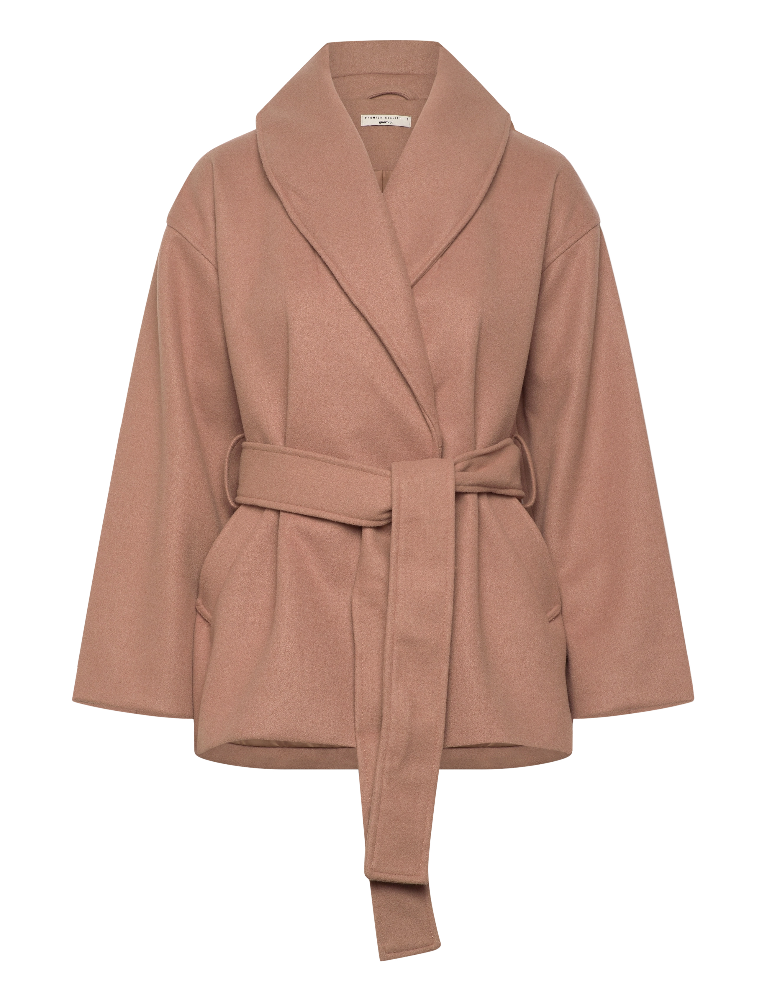 Gina Tricot Shawl collar short coat - Uldjakker - CAMEL (7022) / beige