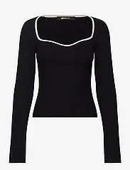 Gina Tricot - Contrast knitted top - pitkähihaiset t-paidat - black (9000) - 0