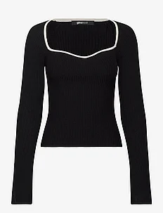 Contrast knitted top, Gina Tricot