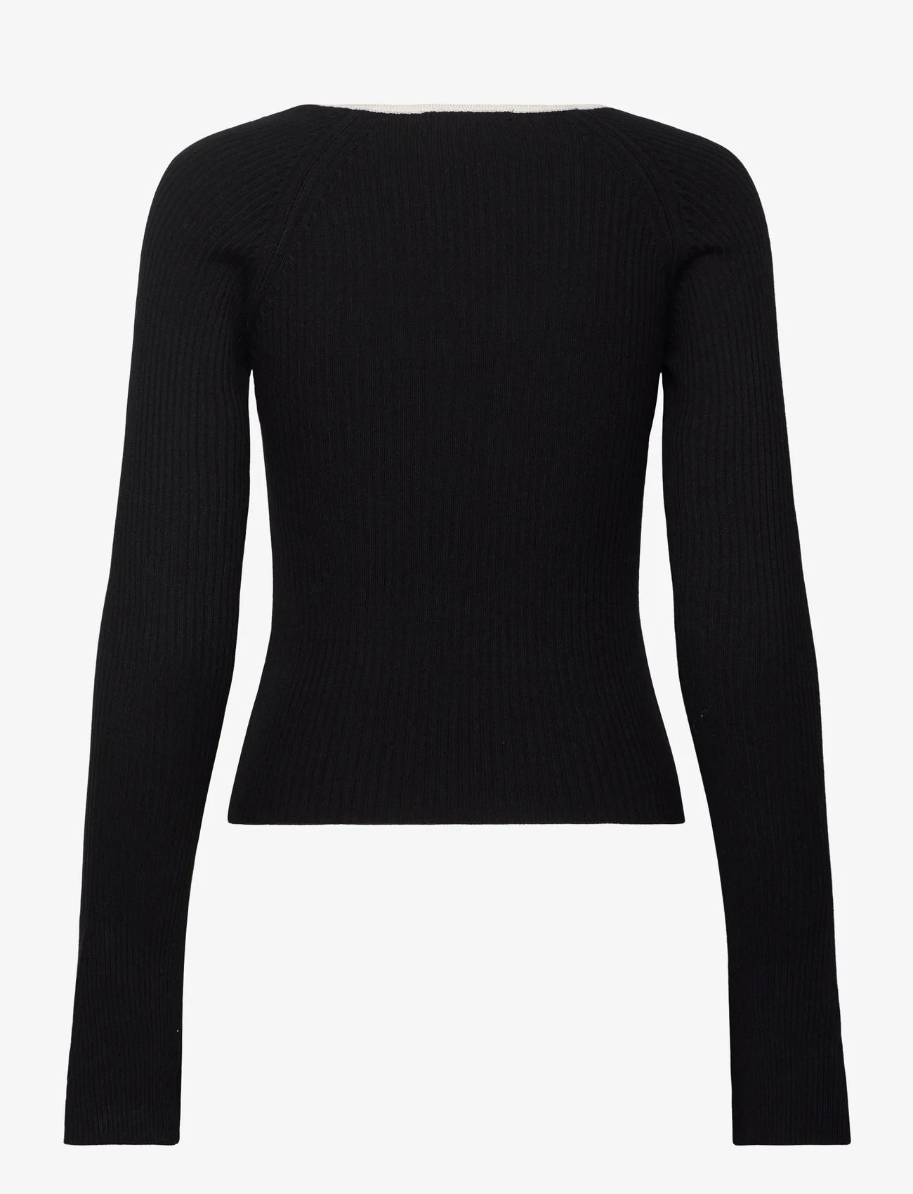 Gina Tricot - Contrast knitted top - long-sleeved tops - black (9000) - 1