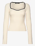 Contrast knitted top - GARDENIA (1496)