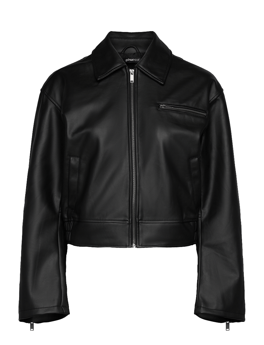 Gina Tricot - Distressed pu bomber - frühlingsjacken - offblack - 0