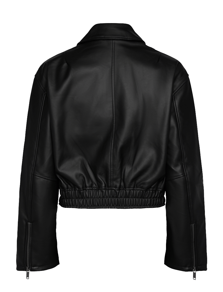 Gina Tricot - Distressed pu bomber - frühlingsjacken - offblack - 1