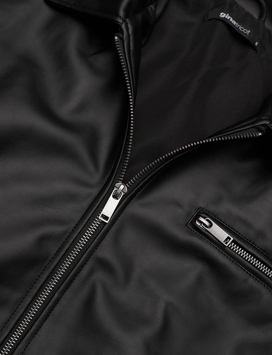 Gina Tricot - Distressed pu bomber - frühlingsjacken - offblack - 2