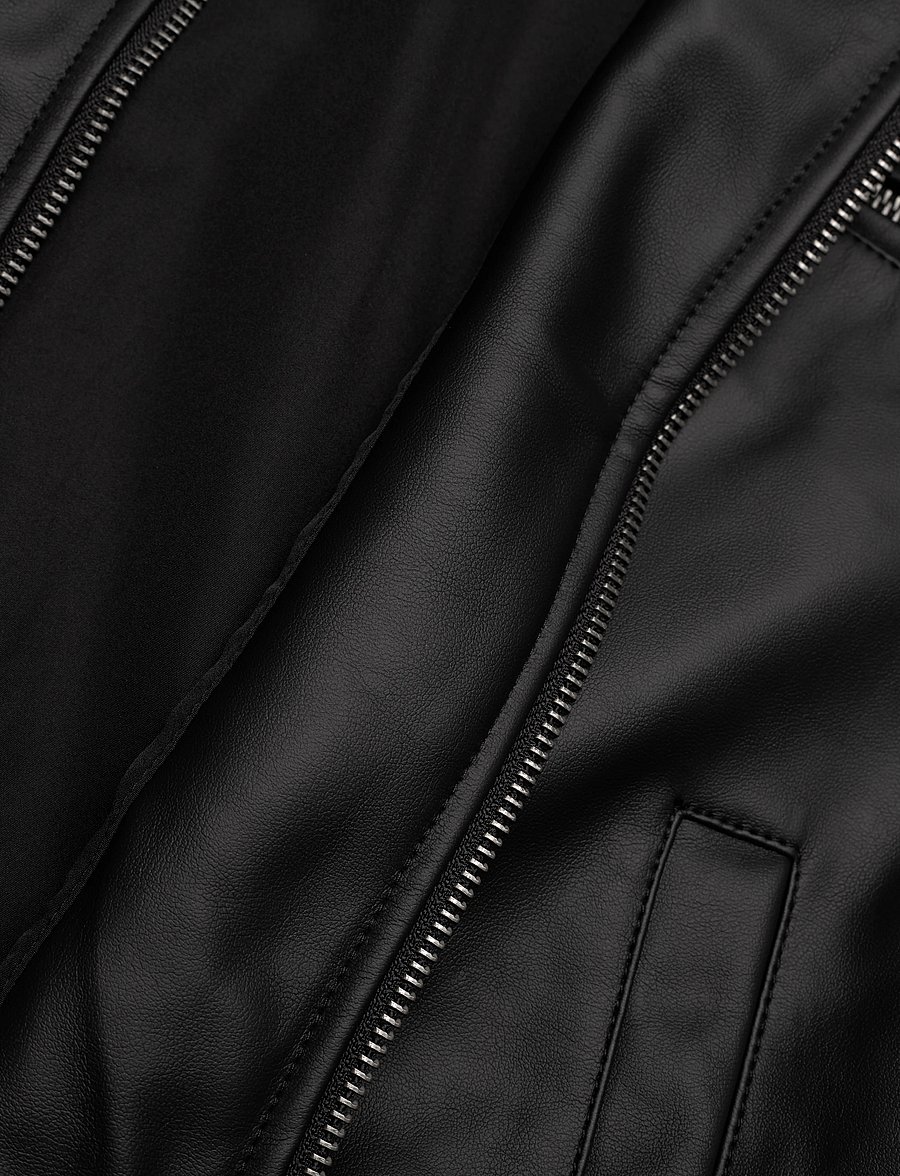 Gina Tricot - Distressed pu bomber - frühlingsjacken - offblack - 4