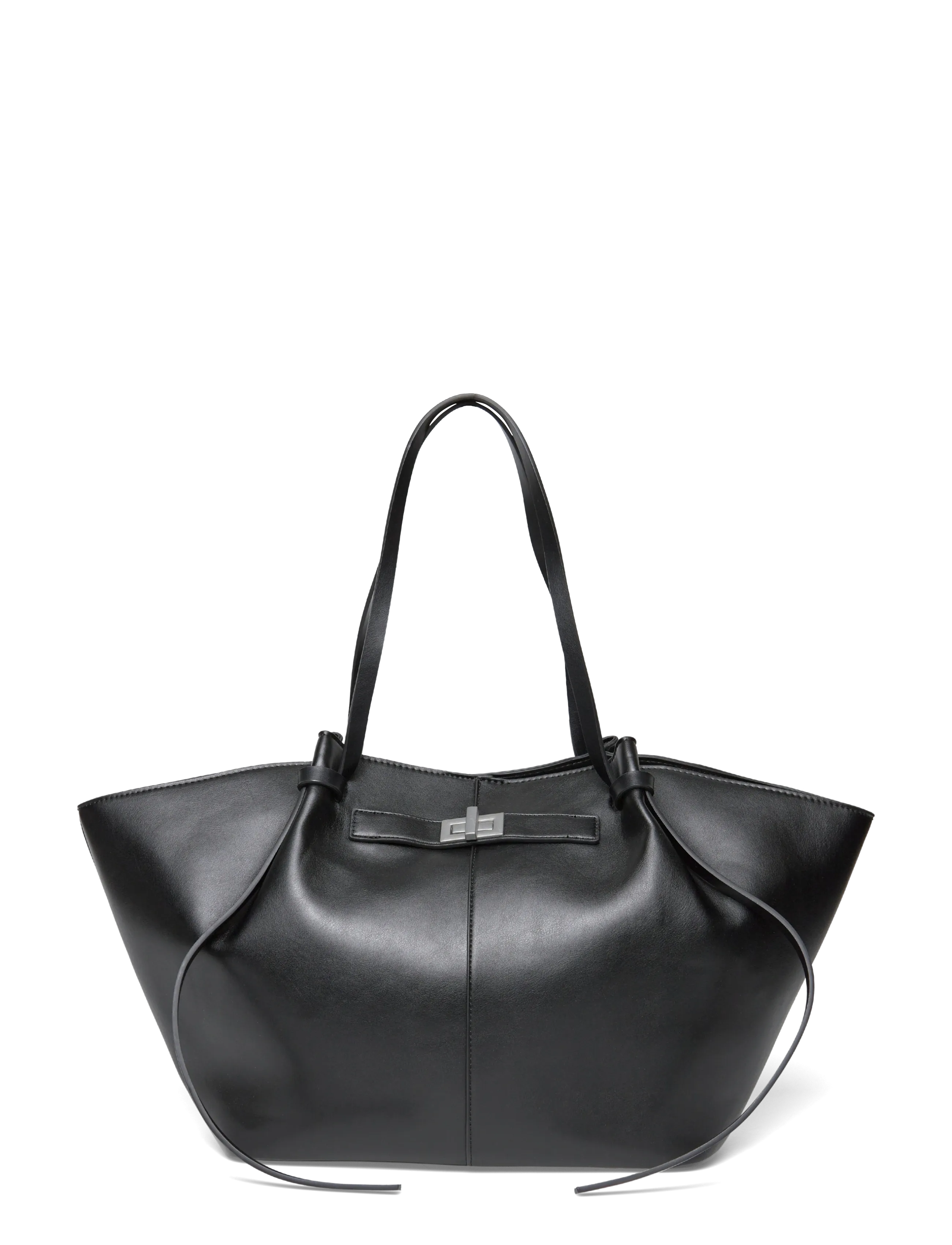 Gina Tricot Long strap pu bag - Hverdags stil - BLACK/SILVER / black