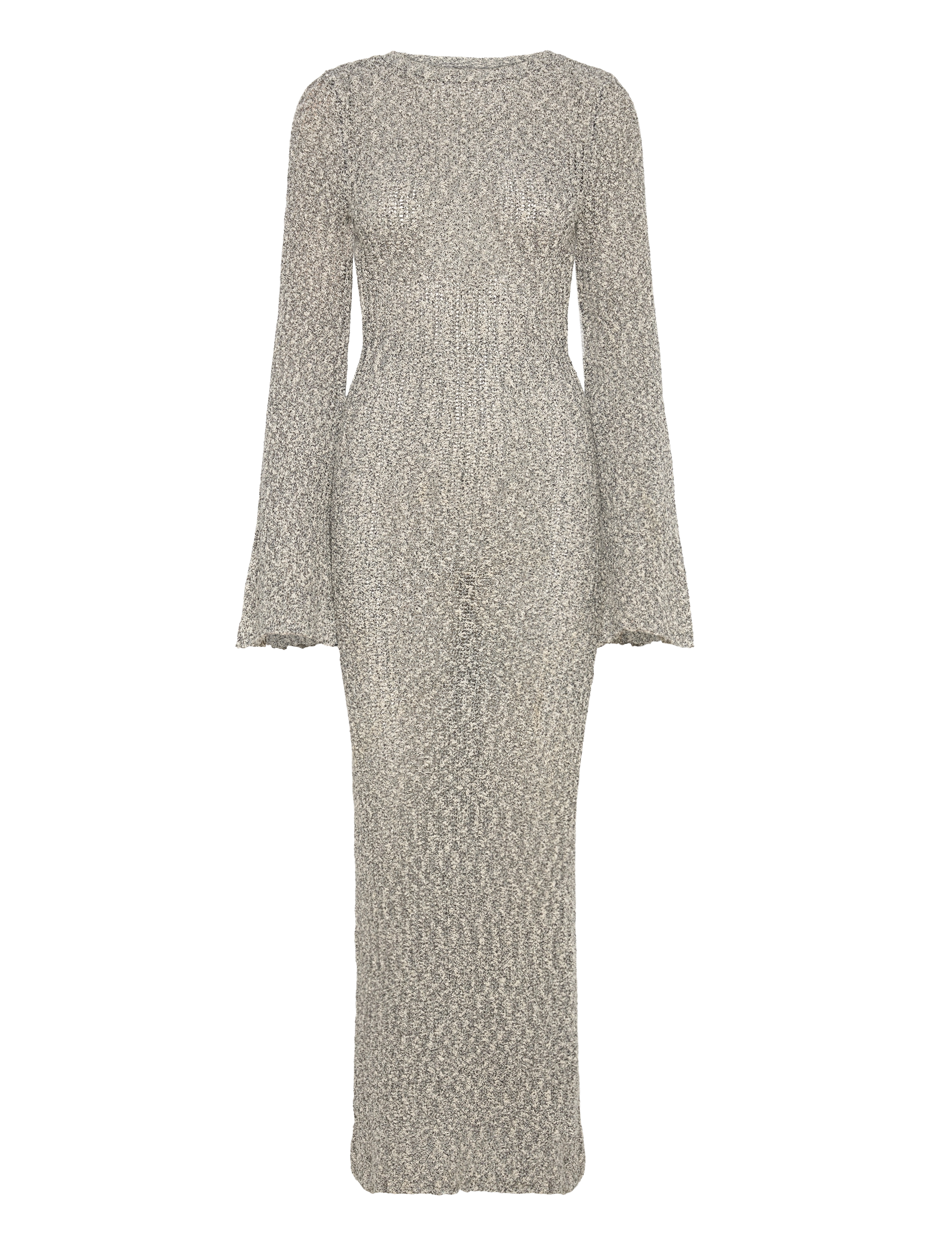 Gina Tricot Slub knitted dress - Maxiklänningar - BLACK/WHITE / grey