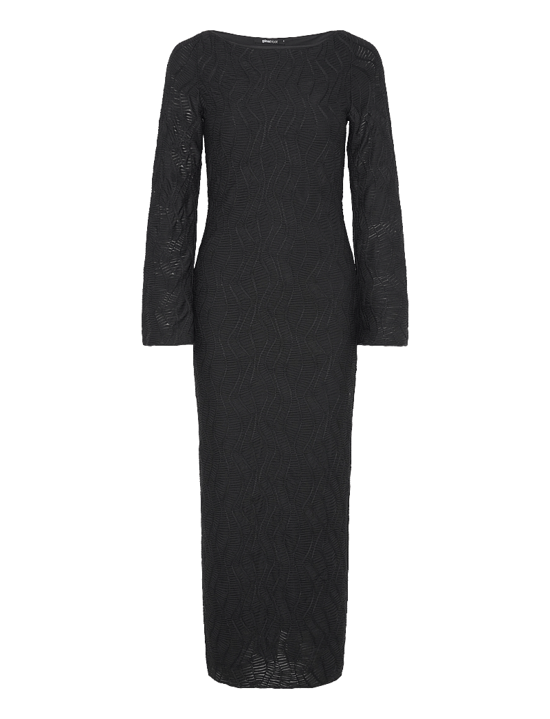 Gina Tricot - Textured dress - liibuvad kleidid - black (9000) - 0