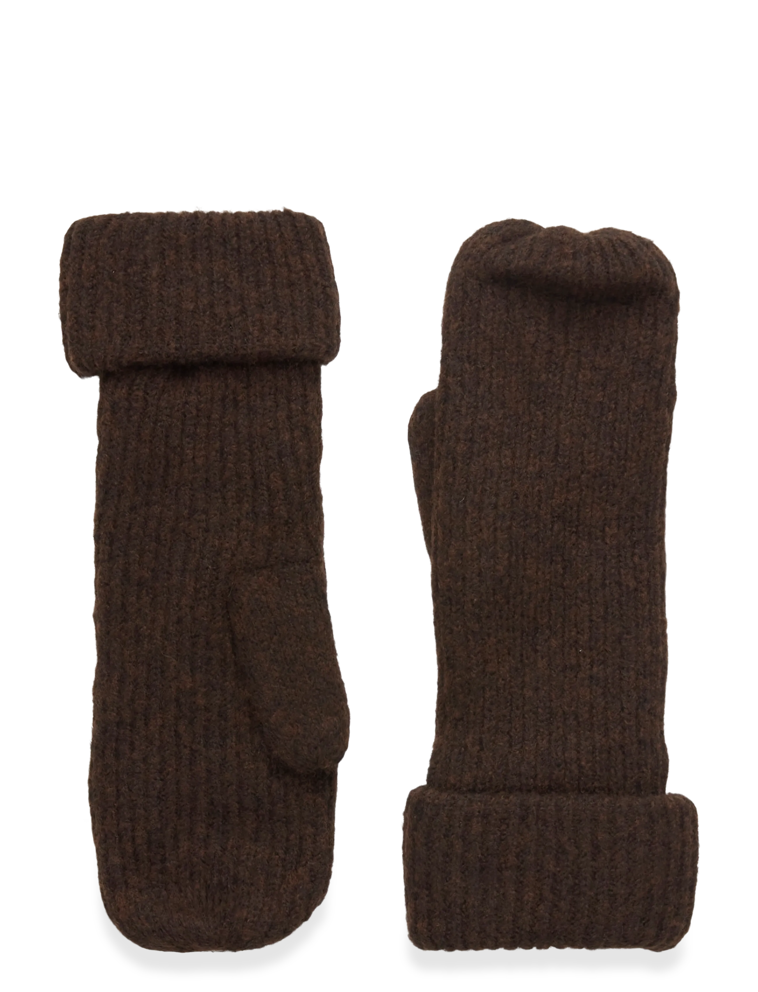 Gina Tricot Rib Mitten, One Size, Gloves, Braun - Thumb Frauen