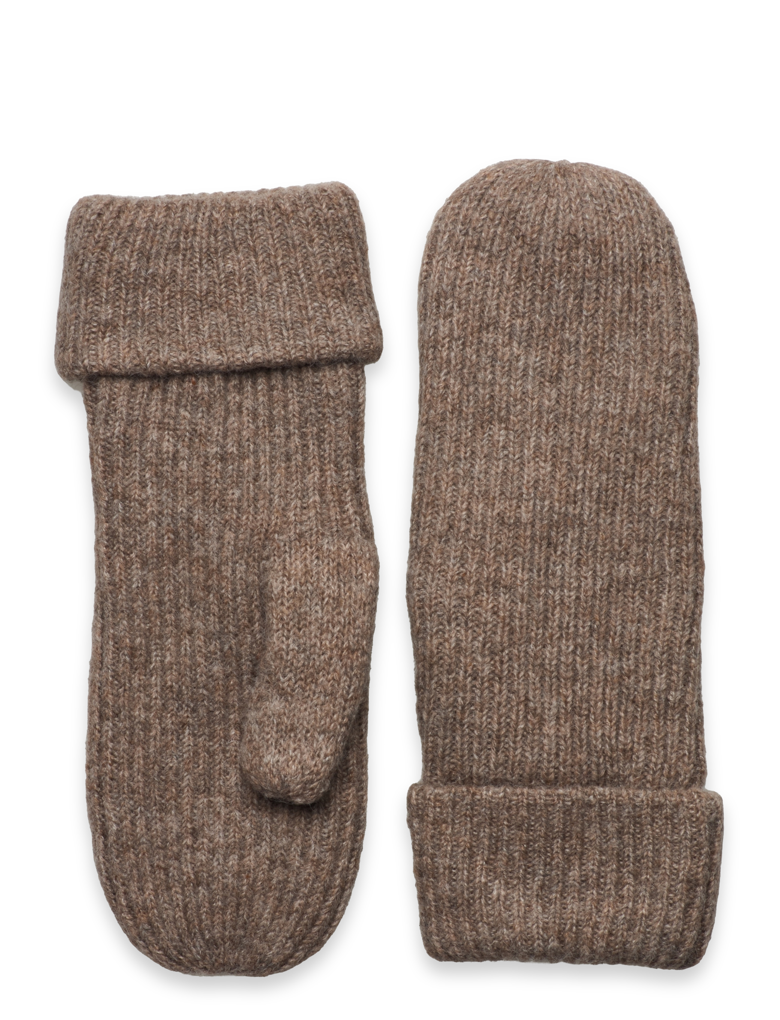 Gina Tricot Rib Mitten, One Size, Gloves, Braun - Thumb Frauen