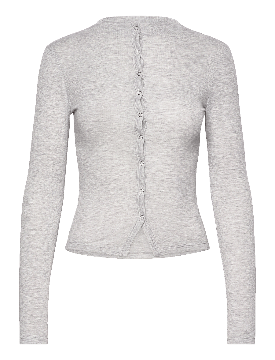 Gina Tricot - Button top - koftor - lt grey melange - 0