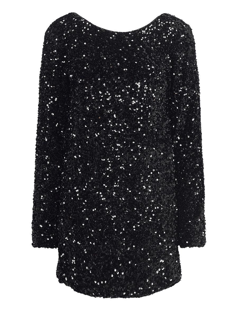 Gina Tricot - Loose sequin mini dress - pailletkjoler - black (9000) - 0