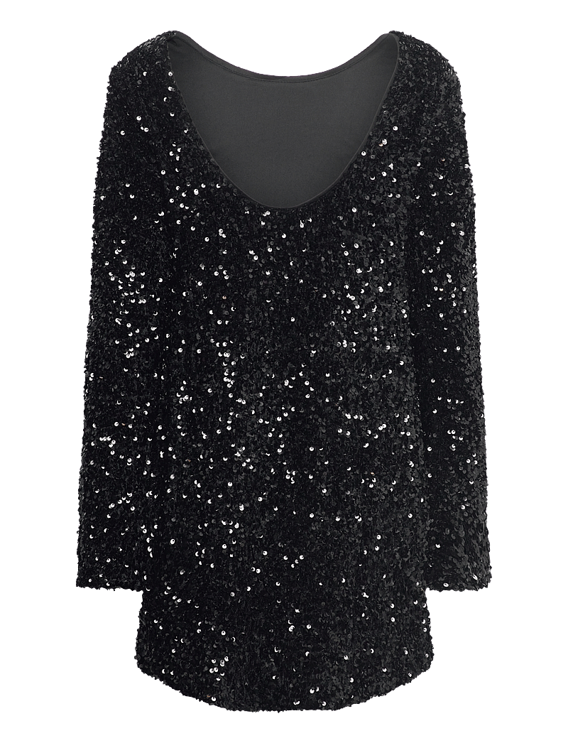 Gina Tricot - Loose sequin mini dress - pailletkjoler - black (9000) - 1
