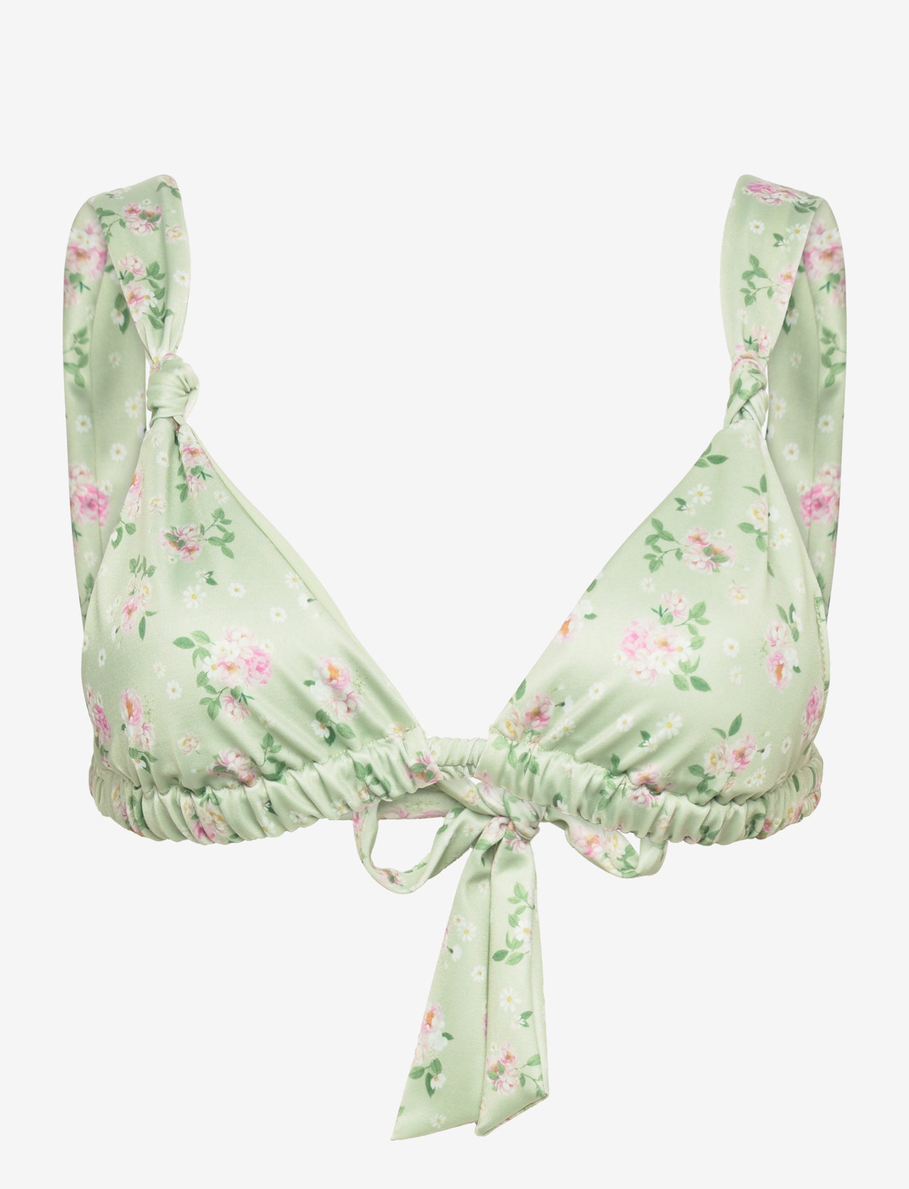 Gina Tricot - Wide strap bikini top - trójkątny stanik bikini - green flower (6541) - 0
