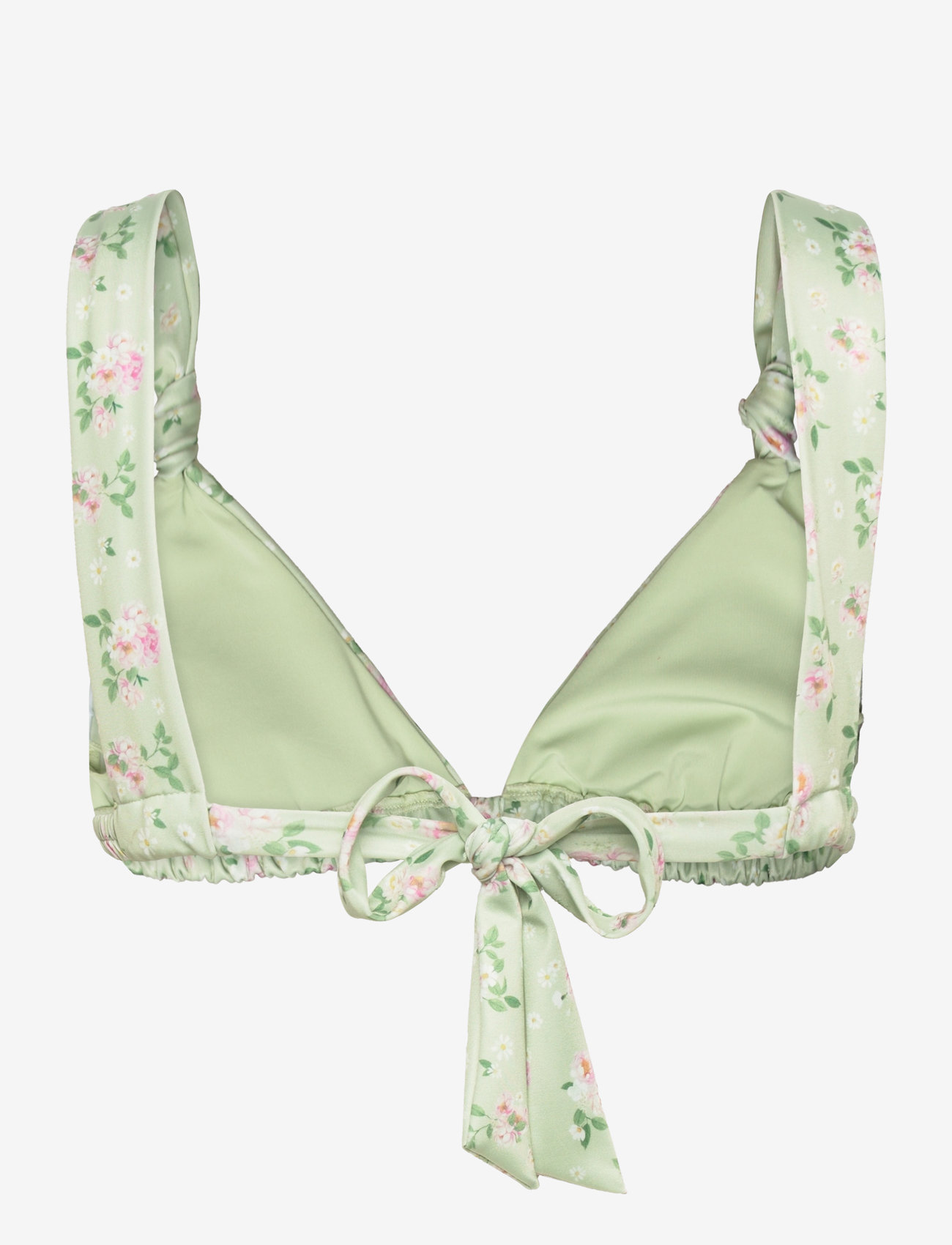 Gina Tricot - Wide strap bikini top - trójkątny stanik bikini - green flower (6541) - 1