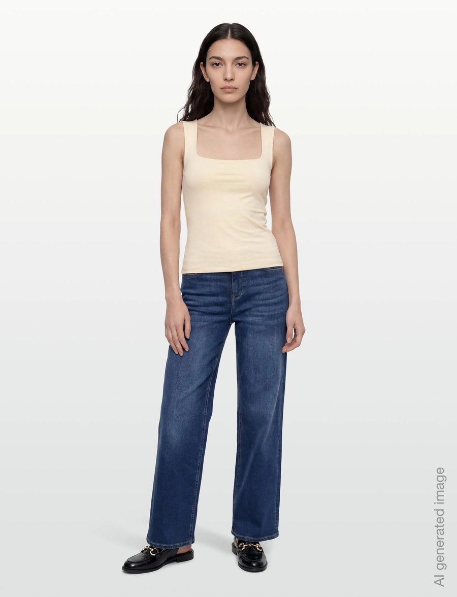Gina Tricot - Square neck tank top - linnen - afterglow (7209) - 0