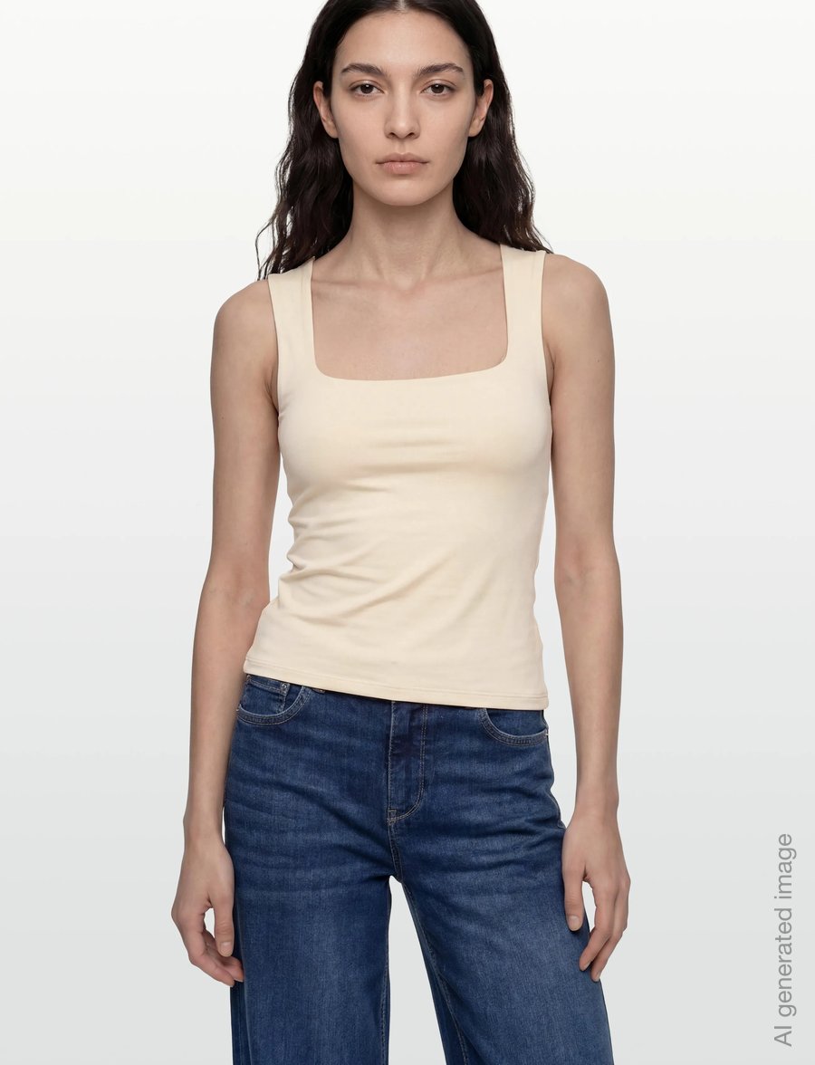 Gina Tricot - Square neck tank top - linnen - afterglow (7209) - 3