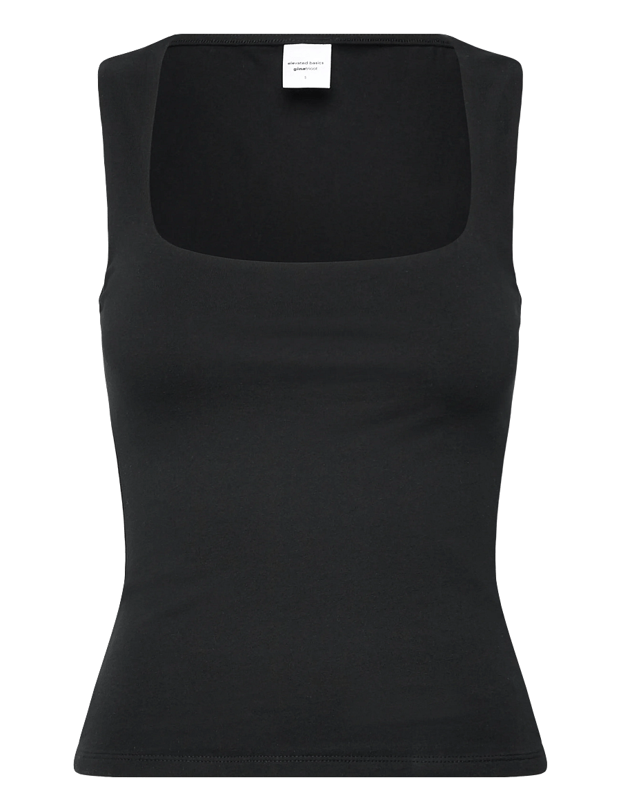 Gina Tricot - Square neck tank top - topi bez piedurknēm - black (9000) - 1