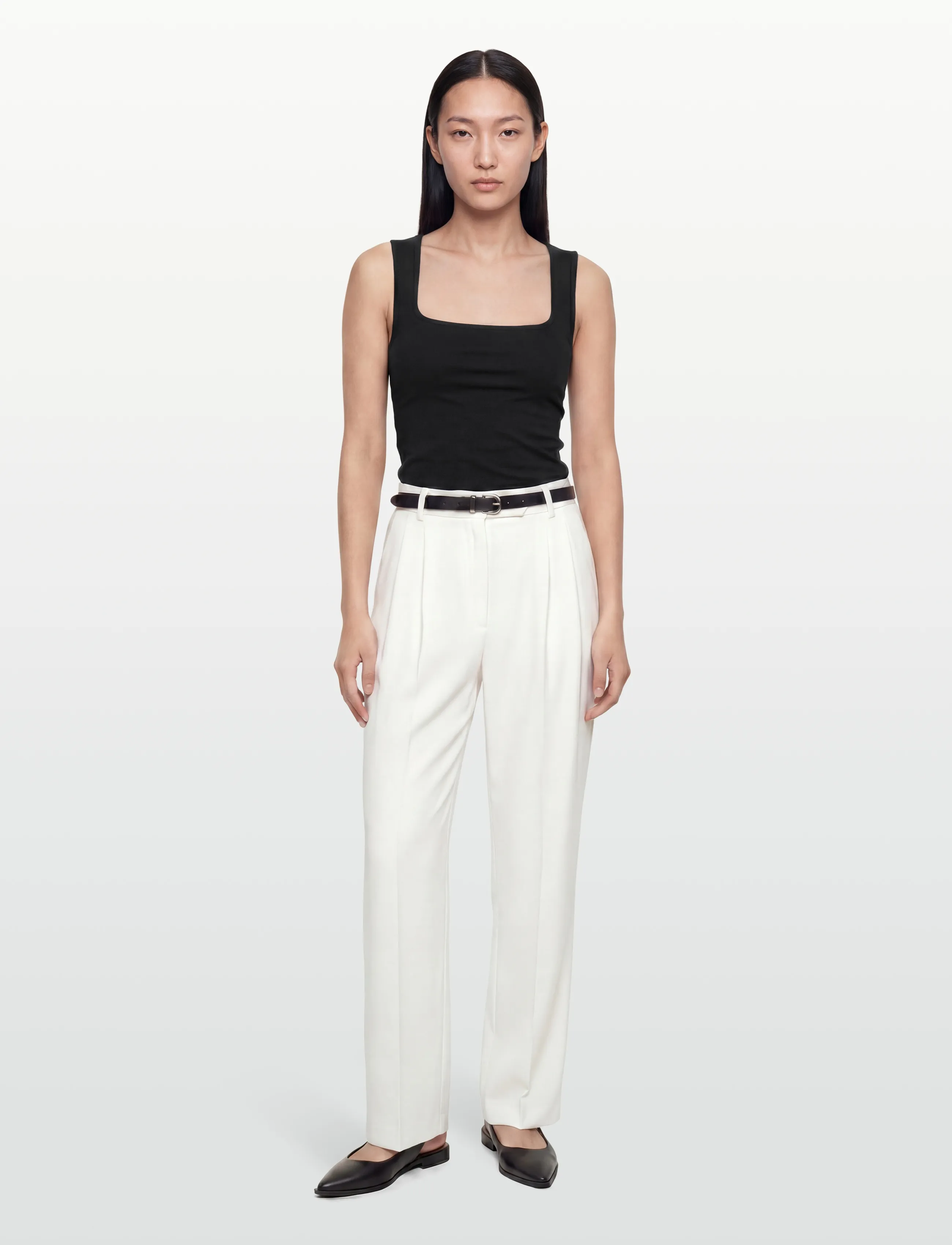 Gina Tricot Square Neck Tank Top, Kvinder, Firkantet Hals Tanktop, Sort, Str: XXS
