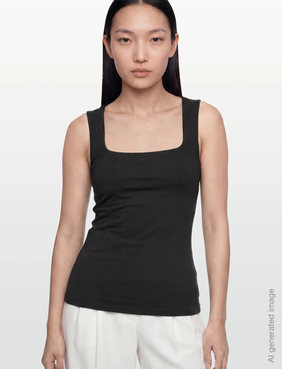 Gina Tricot - Square neck tank top - topi bez piedurknēm - black (9000) - 3