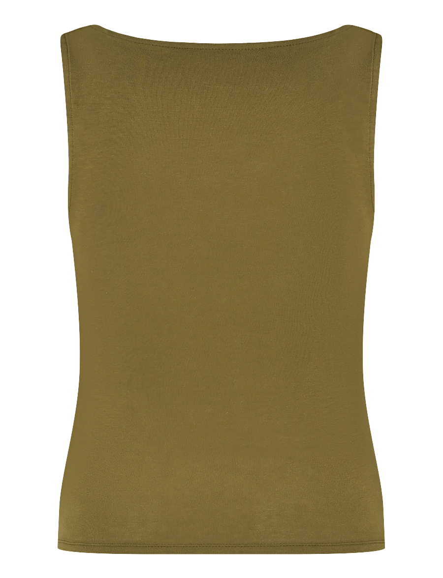 Gina Tricot - Square neck tank top - linnen - fir green - 2