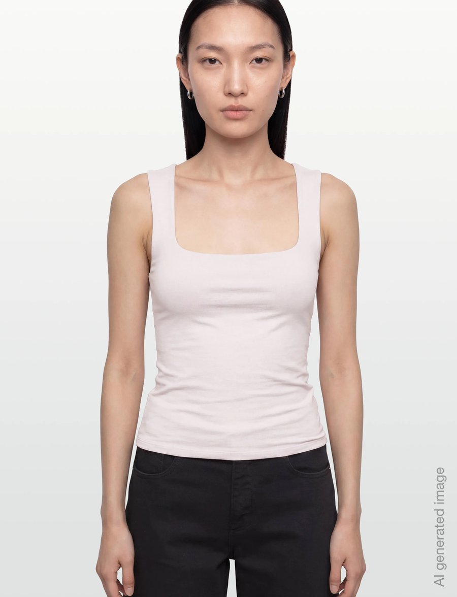 Gina Tricot - Square neck tank top - linnen - orchid tint - 3