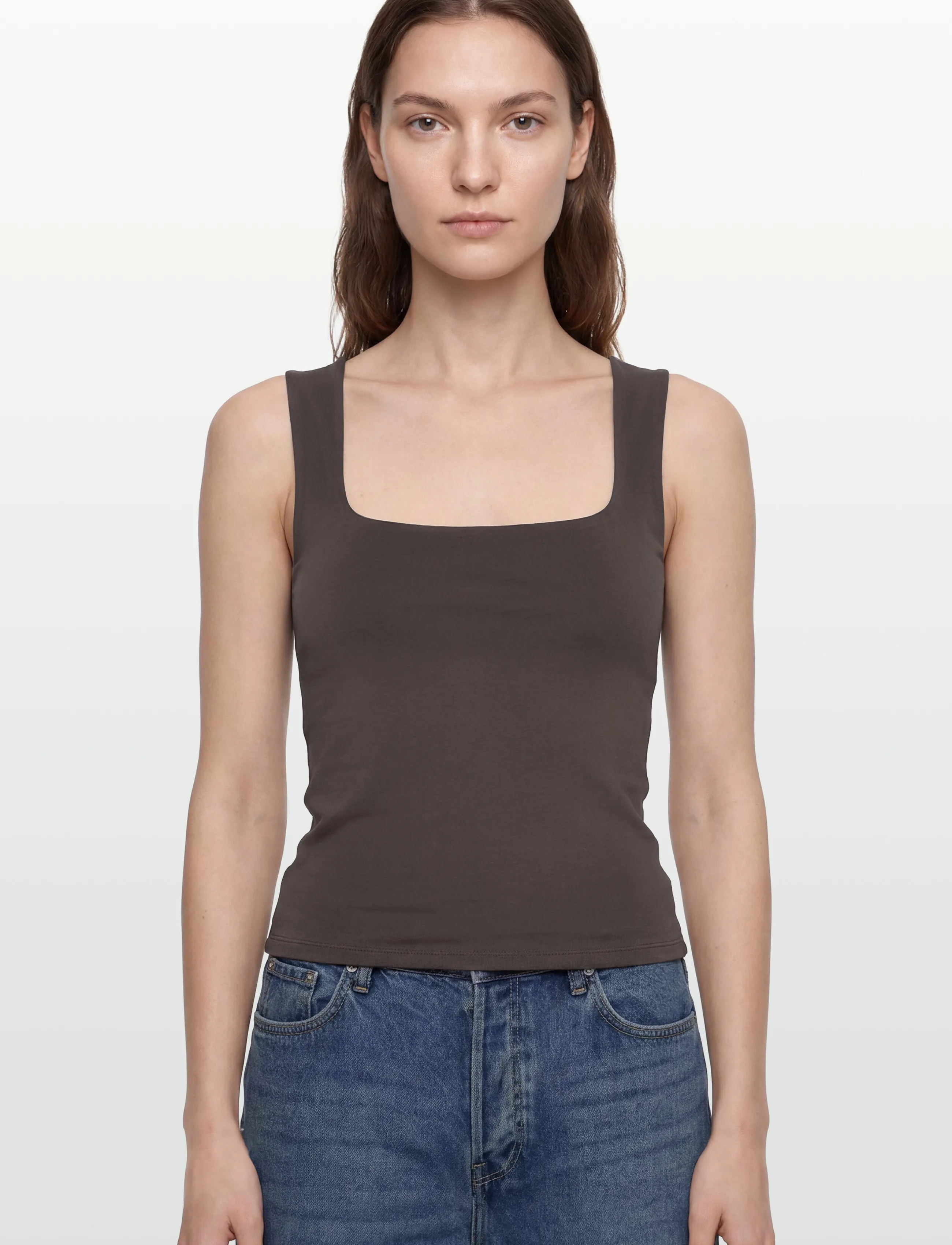 Gina Tricot - Square neck tank top - Ärmellose tops - seal brown (7083) - 3