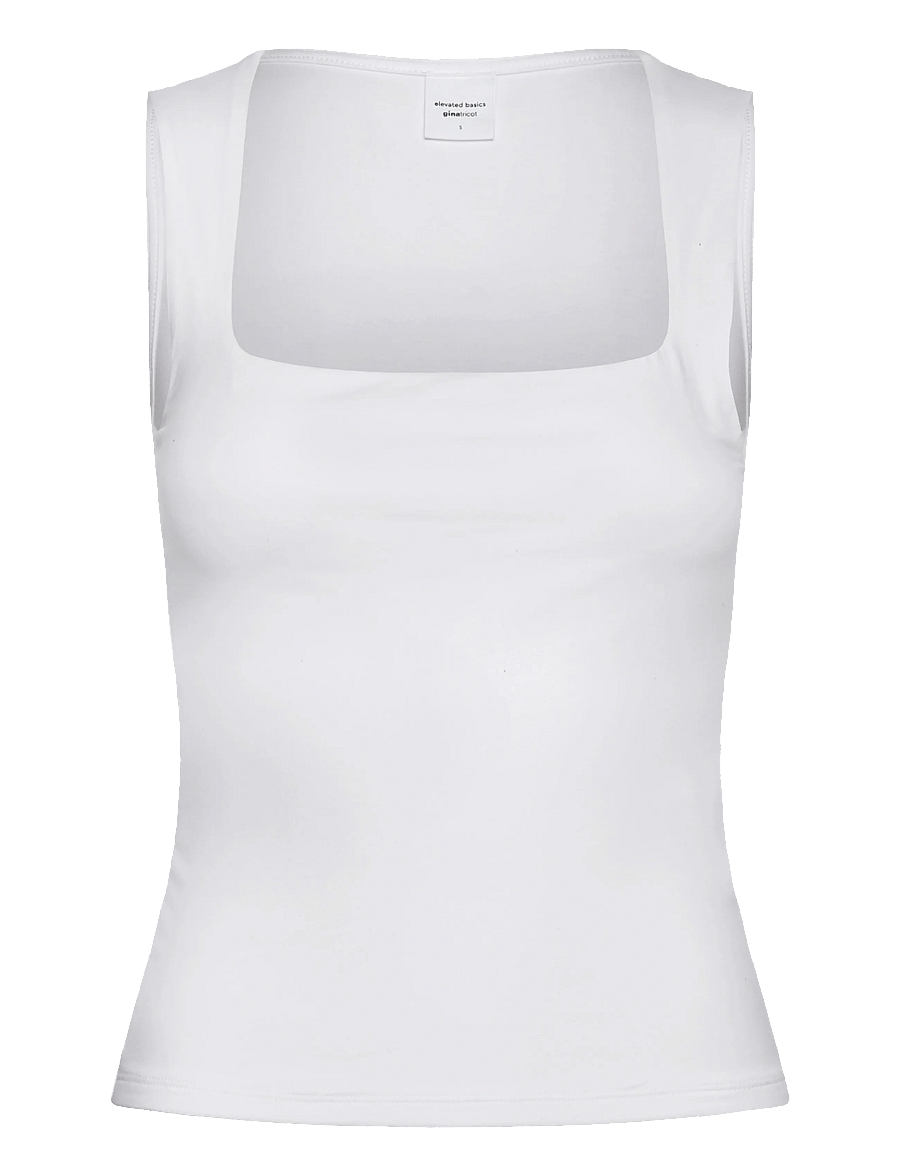Gina Tricot - Square neck tank top - tanktops - white (1000) - 1