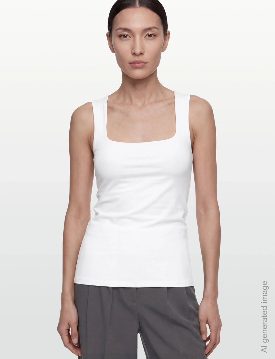 Gina Tricot - Square neck tank top - tanktops - white (1000) - 3