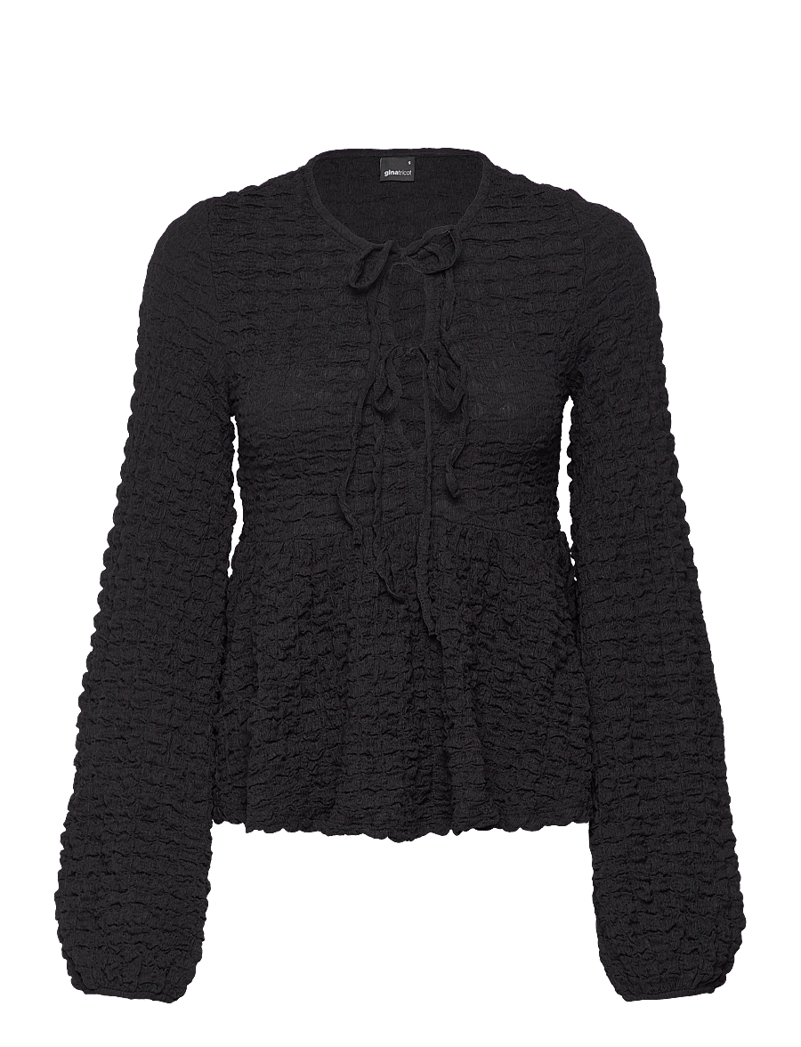 Gina Tricot - Boho top - langærmede bluser - black (9000) - 0