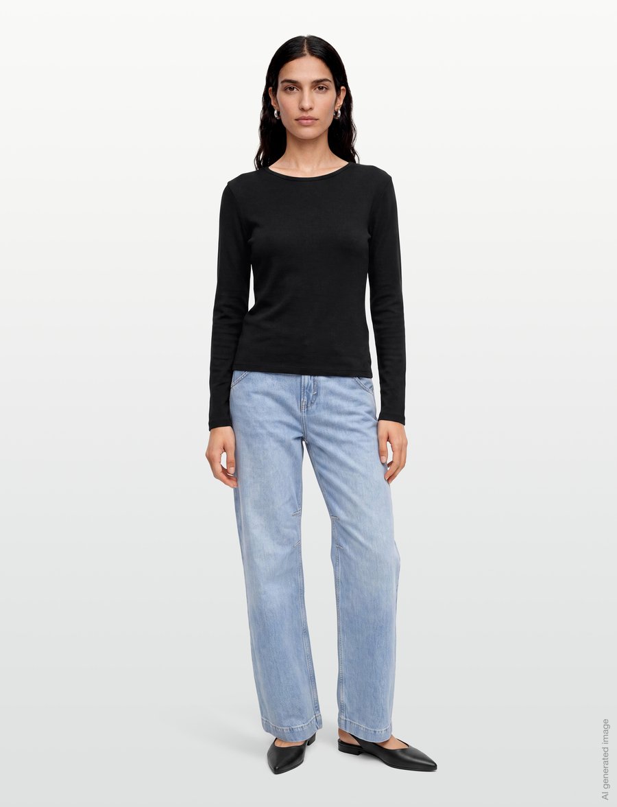 Gina Tricot - Tight fit long sleeve top - langärmlige tops - black (9000) - 0