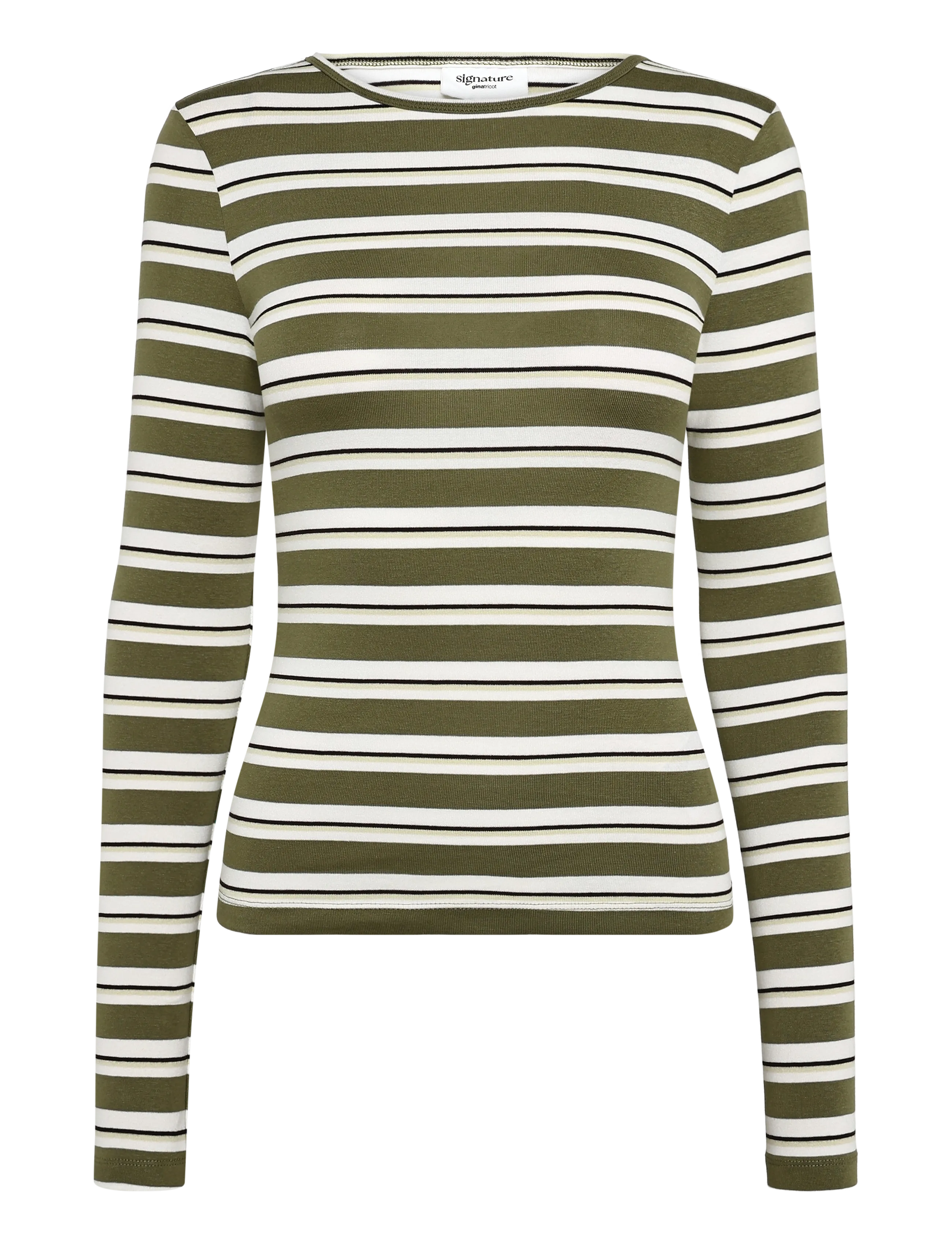 Gina Tricot - Tight fit long sleeve top - langærmede toppe - green stripe (6982) - 1