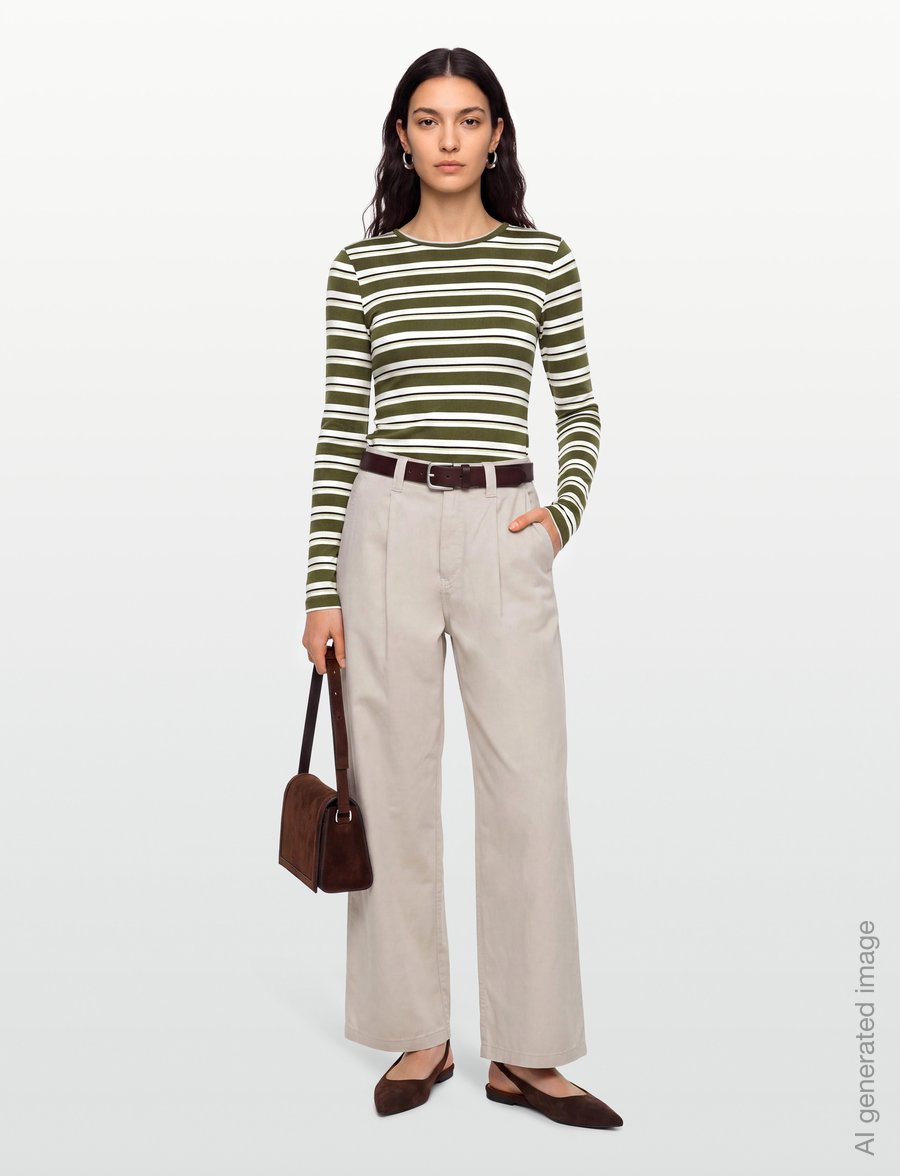 Gina Tricot - Tight fit long sleeve top - langærmede toppe - green stripe (6982) - 0