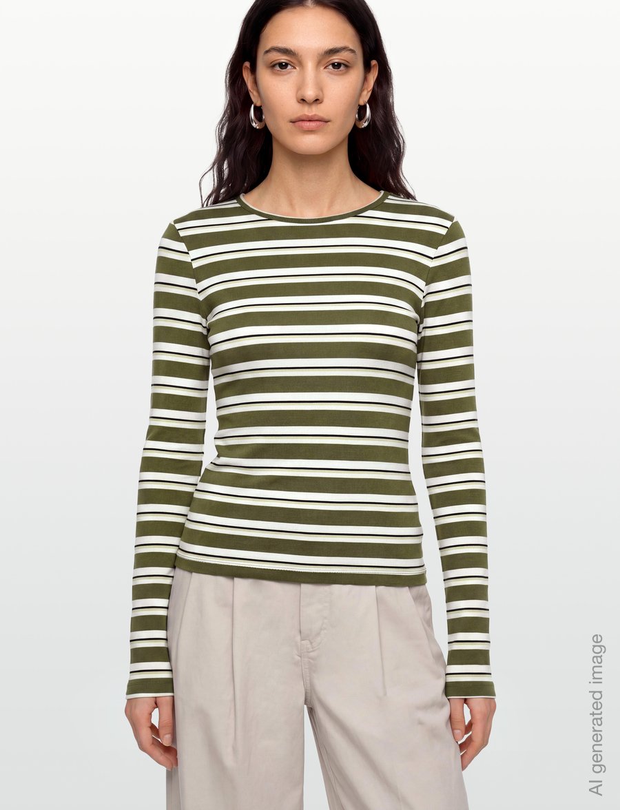Gina Tricot - Tight fit long sleeve top - langærmede toppe - green stripe (6982) - 3